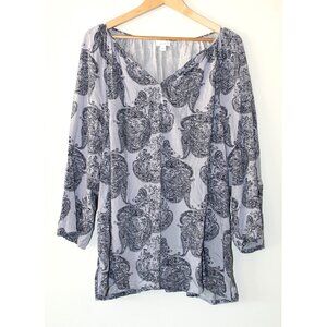 Pure Jill Paisley Blouse Size 2X Pull on Long Sleeves Lightweight Viscose summer